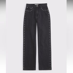 Abercrombie & Fitch High Rise 90’s Relaxed Jean in Black Studded Denim Size 26P